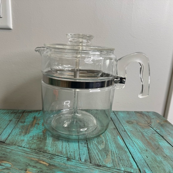 Pyrex Corning Flameware Glass Stovetop Percolator 9 Cup Coffee Pot Vintage - Picture 11 of 11